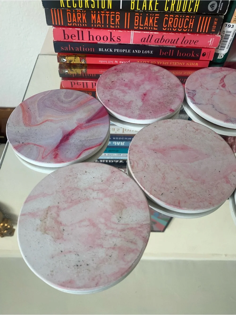 Pink Marbled Coasters - Set of 6